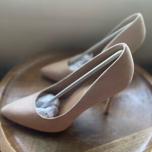 Nude Faux Suede Heels